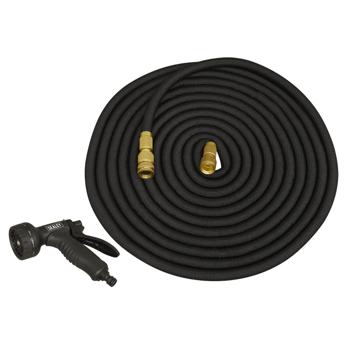 Garden Hose Black, Expandable 30m Premium Ø17mm, GH30E, Sealey