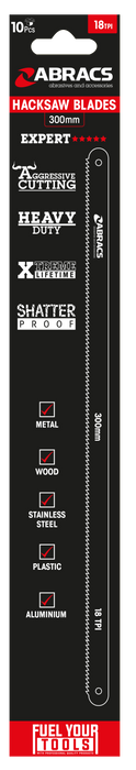 Abracs 300mm HackSaw Blade - 18T - 10(Pcs) Pack of 1, HB30018