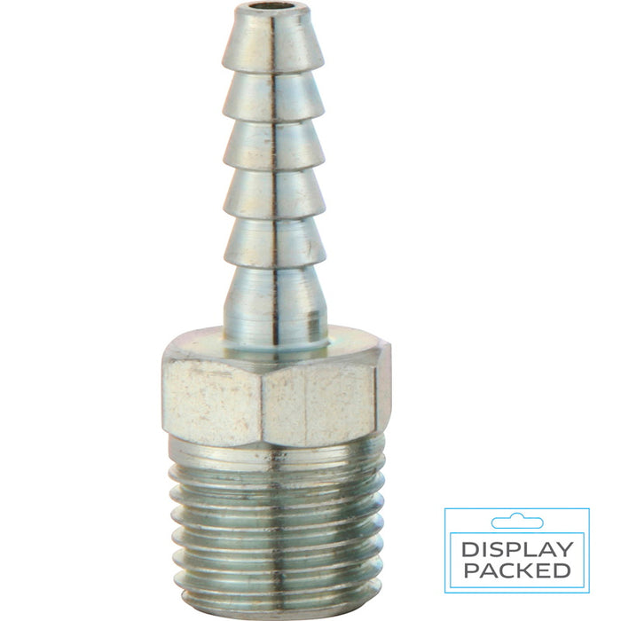 PCL HC1205S Hose Tail 4.75mm (3/16) i/d Hose to Male Thread R 1/4 (Display Packed)