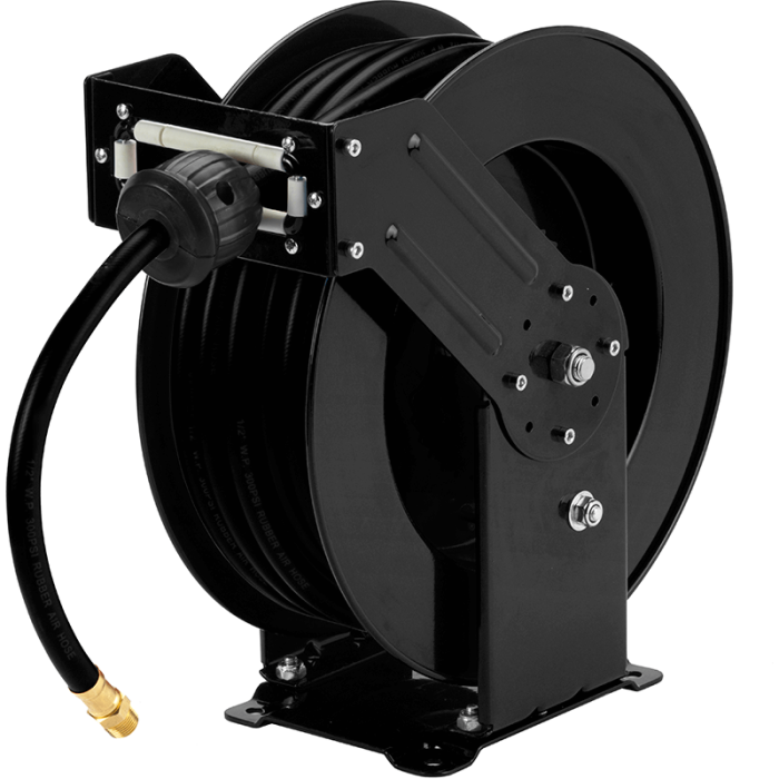 Steel Hose Reel, Air Hose, Dual Arm, 15m of 3/8" Hose, 1/4" Fittings, HRA4P01, PCL