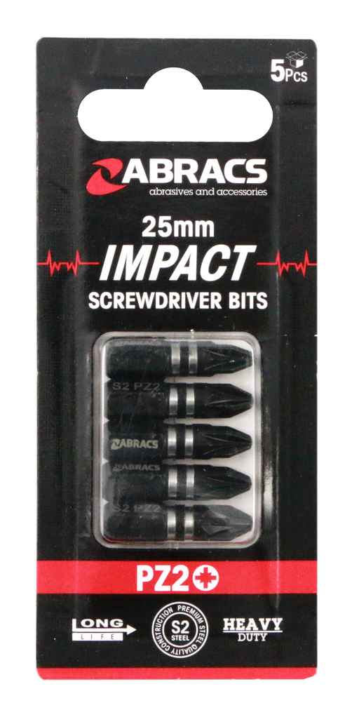 Abracs 25mm Impact S/D Bit - PZ2 - 5(Pcs) Pack of 1, IPZ22505