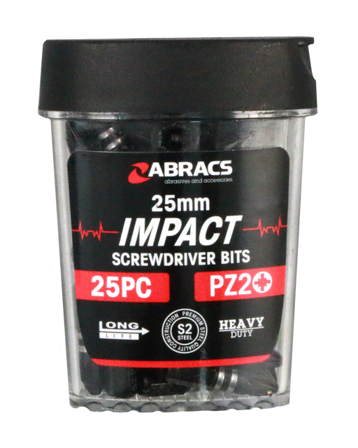 Abracs 25mm Impact S/D Bit - PZ2 - 25(Pcs) Pack of 1, IPZ22525