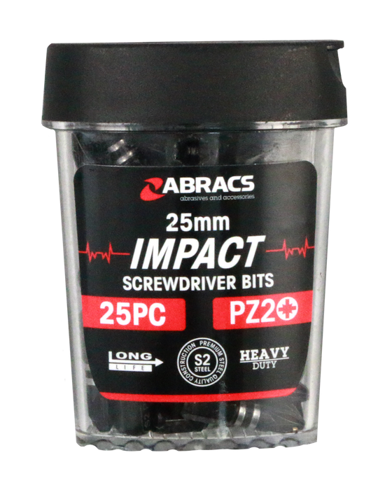 Abracs 25mm Impact S/D Bit - PZ2 - 25(Pcs) Pack of 1, IPZ22525