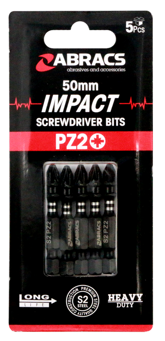 Abracs 50mm Impact S/D Bit - PZ2 - 5(Pcs) Pack of 1, IPZ25005