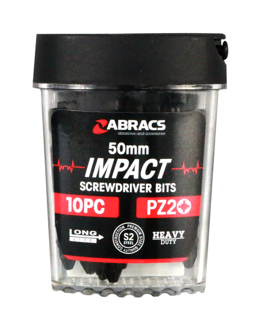 Abracs 50mm Impact S/D Bit - PZ2 - 10(Pcs) Pack of 1, IPZ25010