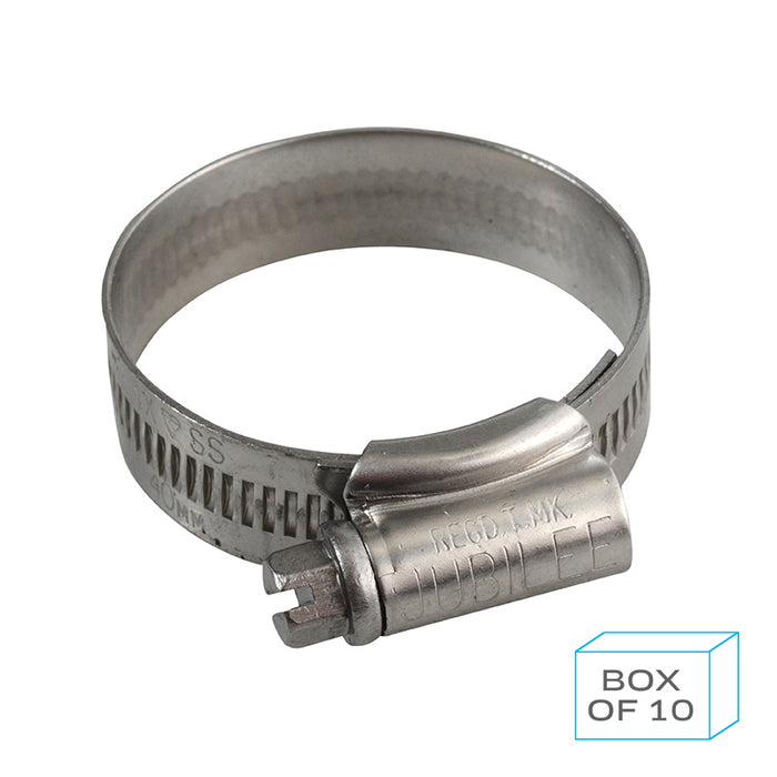 Jubilee JC3040/ST Hose Clip Size 1X (30-40mm) 304 Stainless Steel (Supplied in Box of 10)