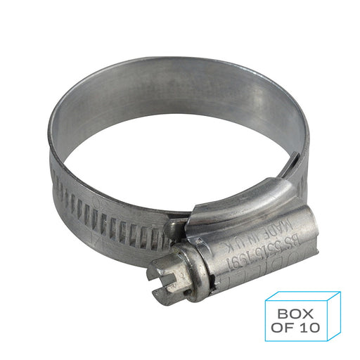 Jubilee JC3040 Hose Clip Size 1X (30-40mm) Mild Steel Zinc Plated (Supplied in Box of 10)
