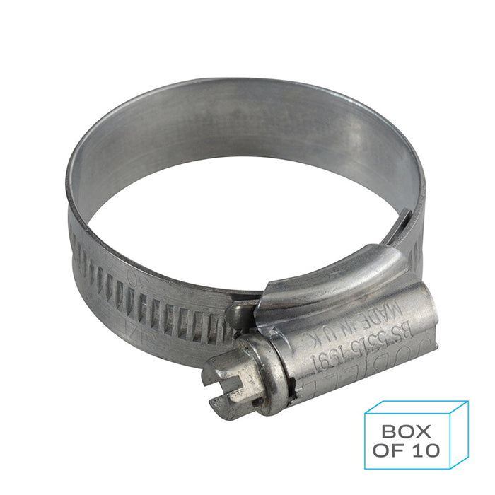 Jubilee JC3040 Hose Clip Size 1X (30-40mm) Mild Steel Zinc Plated (Supplied in Box of 10)