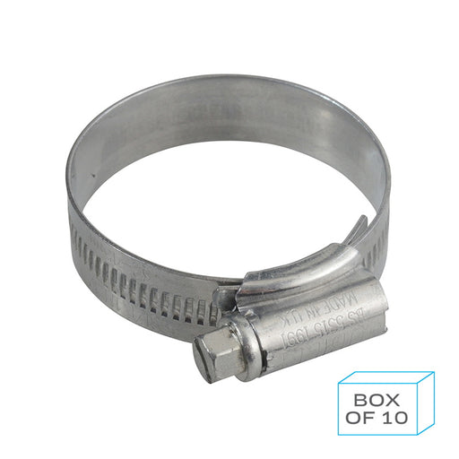 Jubilee JC3245 Hose Clip Size 1M (32-45mm) Mild Steel Zinc Plated (Supplied in Box of 10)
