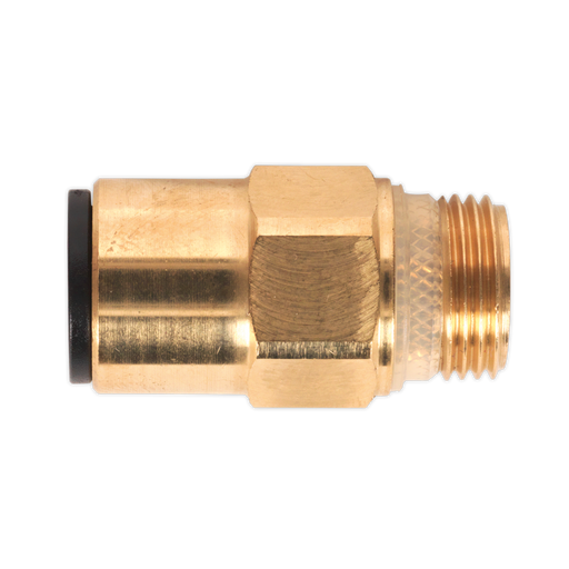 Sealey JGBC1238 Brass SuperThread Straight Adaptor 12mm x 3/8"BSP Pack of 2 (John Guest Speedfit® - RM011213)
