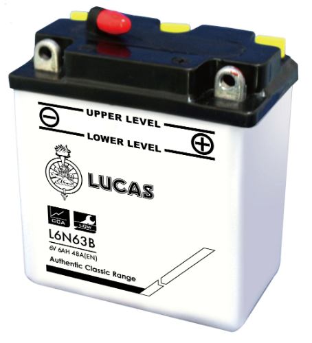 Lucas L6N63B Motorbike Battery - 6v 6Ah, 1 Year Warranty