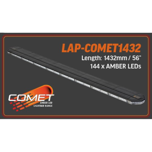 Lightbar - 144 Amber Colour LEDs, 1432mm Length, Clear Lens, 10-30V, LAP Electrical-Comet Range - LAP-COMET1432