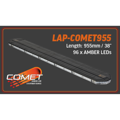 Lightbar - 96 Amber Colour LEDs, 955mm Length, Clear Lens, 10-30V, LAP Electrical-Comet Range - LAP-COMET955