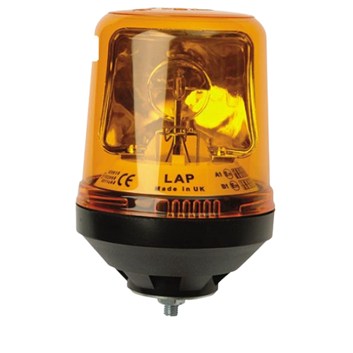 Beacon - Amber Colour, Rotating, R65 Rated, 12V, Single Point Fixing, LAP Electrical - LAP121