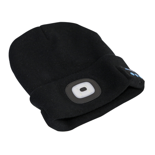 Sealey LED185W Beanie Hat 4 SMD LED USB Rechargeable with Wireless Headphones