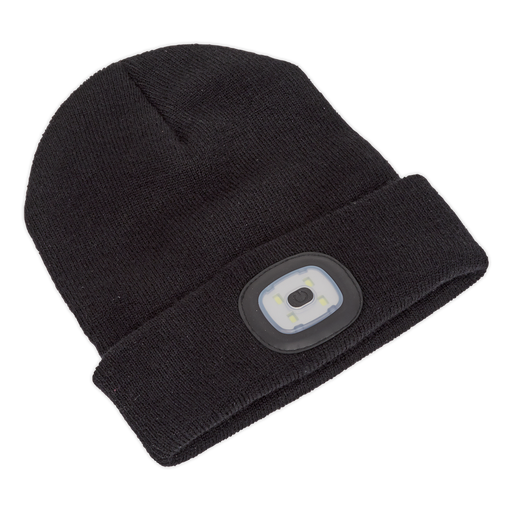 Sealey LED185 Beanie Hat 4 SMD LED USB Rechargeable