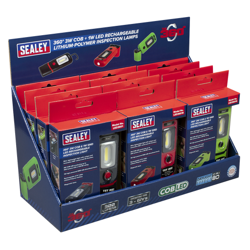 Sealey LED3601COMBO LED3601 Series Inspection Light Combination - Display Pack of 12