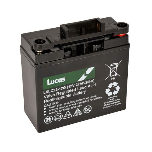 Lucas LSLC2212G Golf Battery with Torberry Lead - 12v 22Ah, 1 Year Warranty