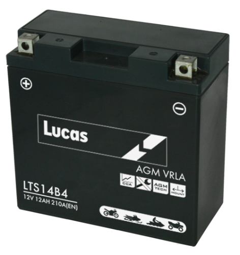 Lucas LTS14B4 AGM Motorbike Battery - 12v 12Ah, 1 Year Warranty