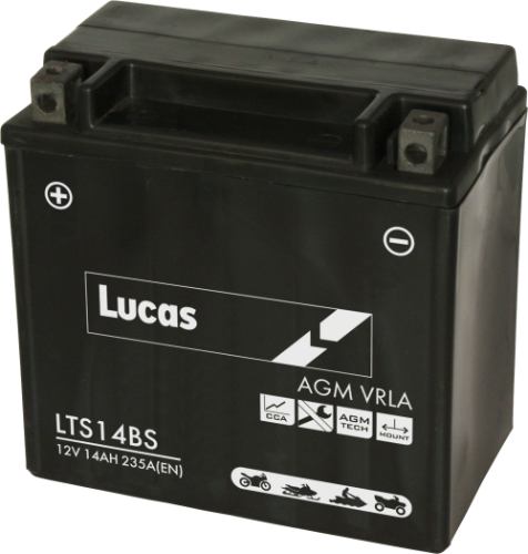 Lucas LTS14BS AGM Motorbike Battery - 12v 14Ah, 1 Year Warranty