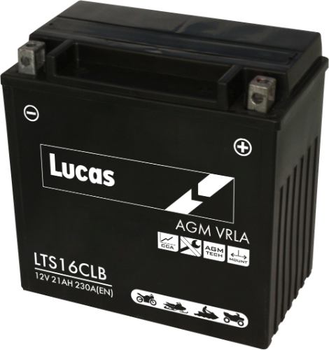 Lucas LTS16CLB AGM Motorbike Battery - 12v 21Ah, 1 Year Warranty