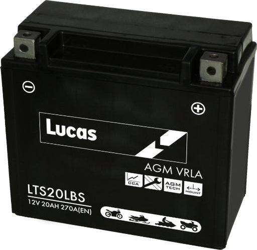 Lucas LTS20LBS AGM Motorbike Battery - 12v 20Ah, 1 Year Warranty