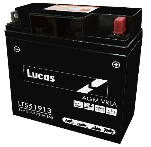 Lucas LTS51913 AGM Motorbike Battery - 12v 21Ah, 1 Year Warranty