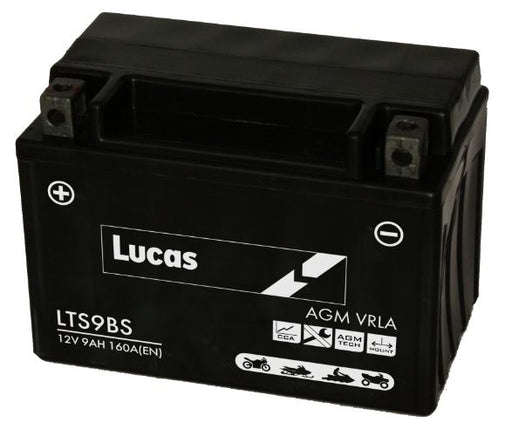 Lucas LTS9BS AGM Motorbike Battery - 12v 9Ah, 1 Year Warranty