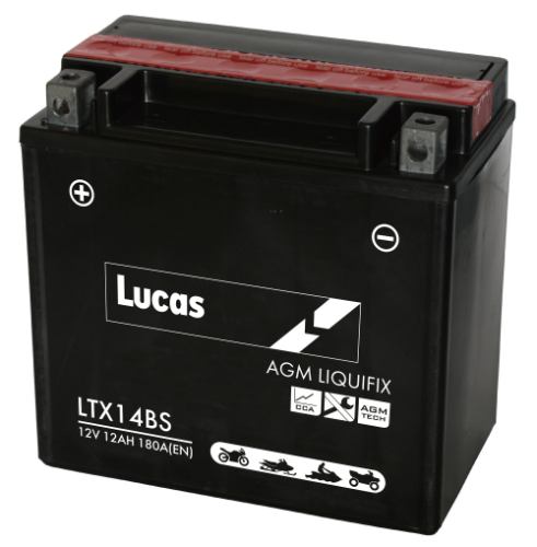 Lucas LTX14BS Motorbike Battery LiFePO4 - 12v 12Ah, 1 Year Warranty