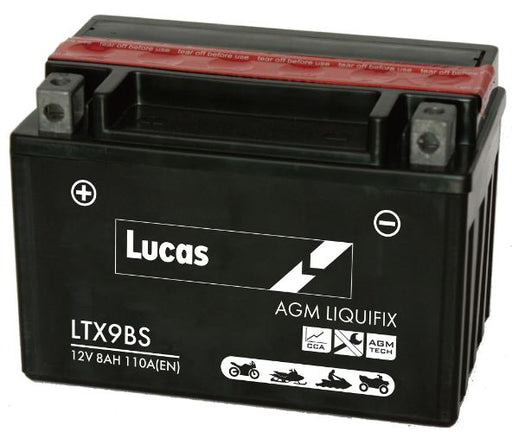 Lucas LTX9BS Motorbike Battery - 12v 8Ah, 1 Year Warranty