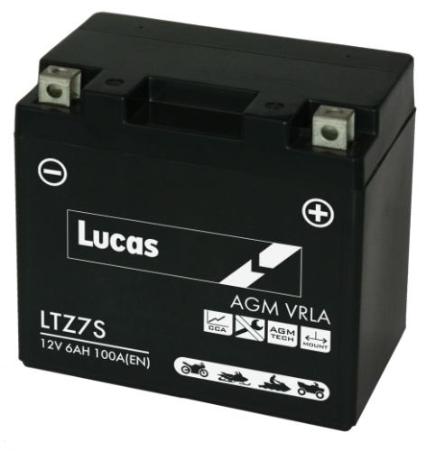 Lucas LTZ7S Sealed Motorcycle Battery - 12v 2.4Ah, 1 Year Warranty
