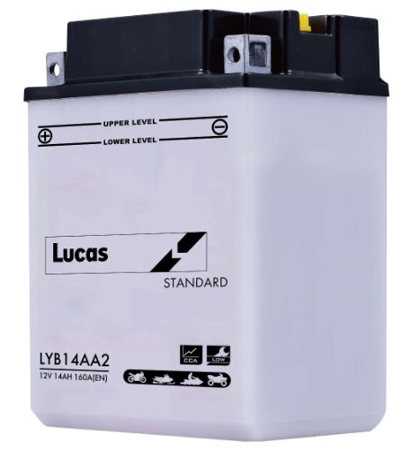 Lucas LYB14AA2 Motorbike Battery - 12v 14Ah, 1 Year Warranty