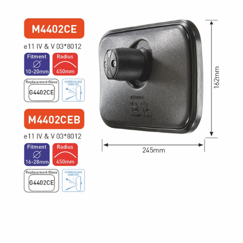 Ashtree Wide Angle Mirror, Class IV & V, Unbreakable Glass, 245mm x 162mm, M4402CE