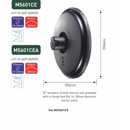 Ashtree Wide Angle Mirror, Unbreakable Glass, Class VI, 255mm x 255mm, Comes with S1091 Connector Arm, M5601CEA