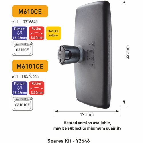 Ashtree Main Mirror, Yellow, Class II, 195mm x 325mm, M610CE-YELLOW