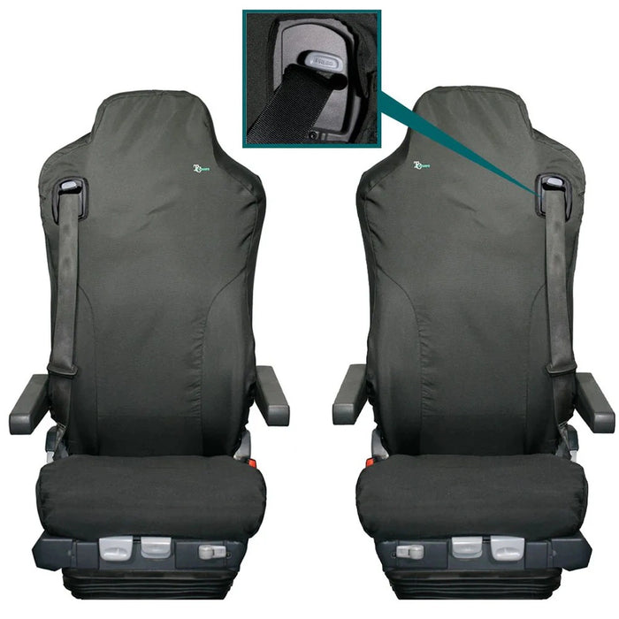 Seat Cover For Iveco Eurocargo Front Set Isri Seat with Adjustable Seatbelt, Town & Country - MERT03BLK+MERT04BLK