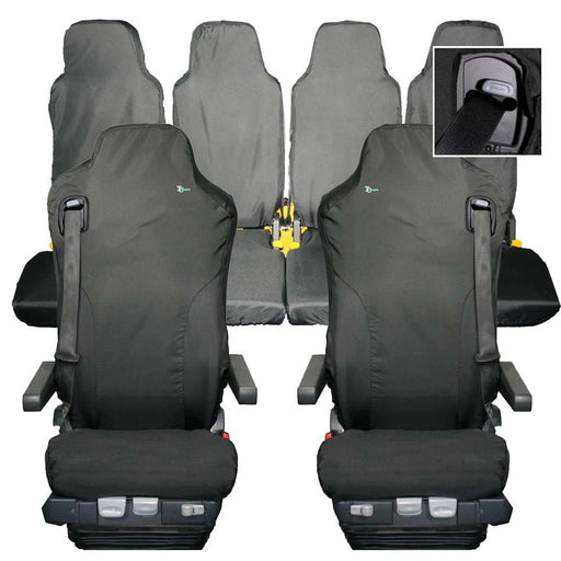 Seat Cover For Mercedes Truck - Front & Rear Set with Adjustable Isri Front Seat, Town & Country - MERT03BLK+MERT04BLK+MERT07BLK
