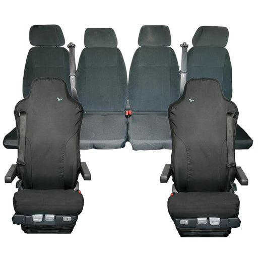 Seat Cover For MAN Truck - Front & Rear Set Isri Driver & Single Isri Passenger & Rear Seat, Town & Country - MERT05BLK+MERT06BLK+MANRBLK