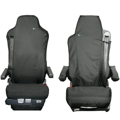 Seat Cover For MAN Truck - Front Set Isri Driver & Single Grammer Passenger Seat with Integrated Seatbelt, Town & Country - MERT05BLK+TR4225
