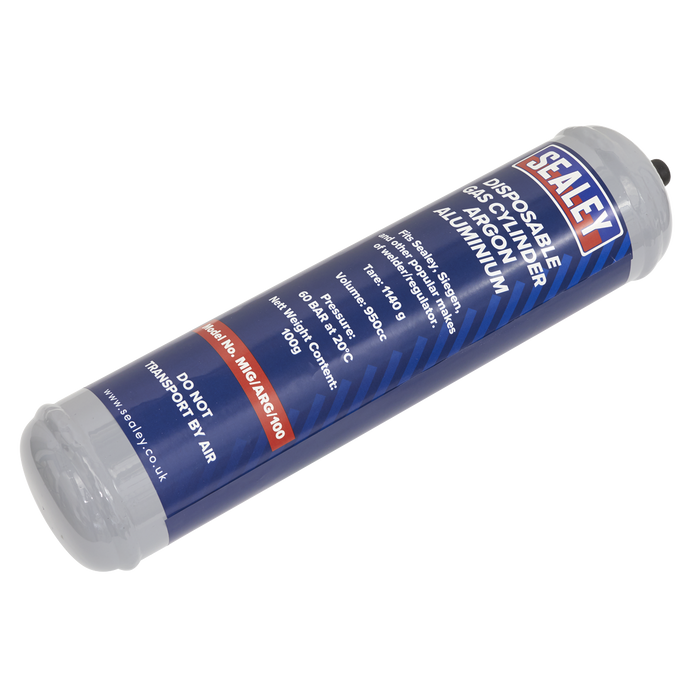 Welding Disposable Argon Gas Cylinder 60L, MIG/ARG/100, Sealey