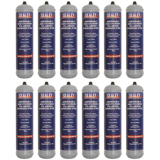 Welding Disposable Carbon Dioxide/Argon Gas Cylinder 100g - Box of 12, MIG/MIX/100/12, Sealey