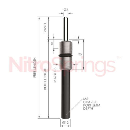 Compression Spring - Travel 60mm, Intial Force 57N, Max Force 95N, Metrol - MNE16-2-XXX-060