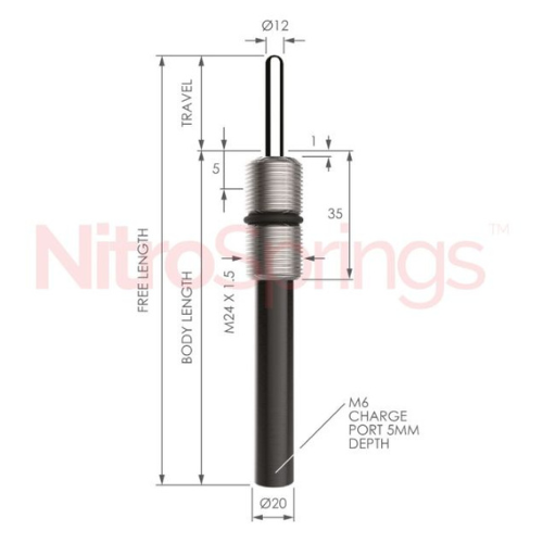 Compression Spring - Travel 30mm, Intial Force 1700N, Max Force 2900N, Metrol - MNE24-XXX-030