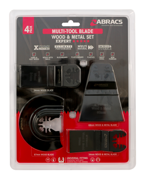 Abracs 4pc Multi-Tool Wood & Metal Blade Pack of 1, MTWMSET4