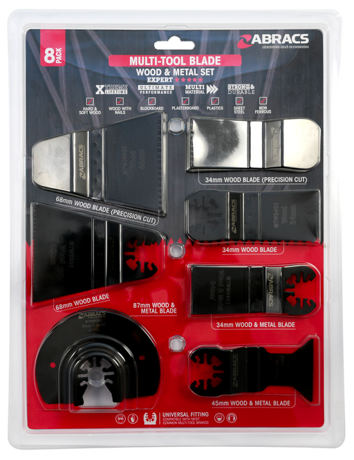 Abracs 8pc Multi-Tool Wood & Metal Blade Set Pack of 1, MTWMSET8