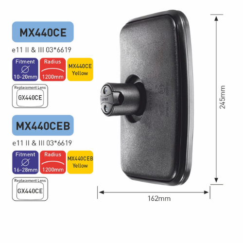 Ashtree Main Mirror, Unbreakable Glass, Yellow, Class II & III, 162mm x 245mm, MX440CE-YELLOW