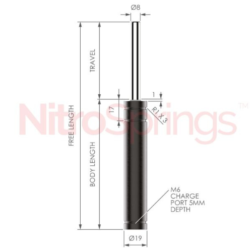 Compression Spring - Travel 100mm, Intial Force 300N, Max Force 433N, Metrol - NG0-XXX-100