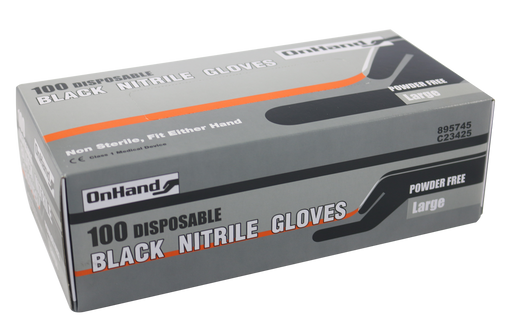 Abracs Nitrile Gloves - Black L - 100(Pcs) Pack of 1, OHBLAL