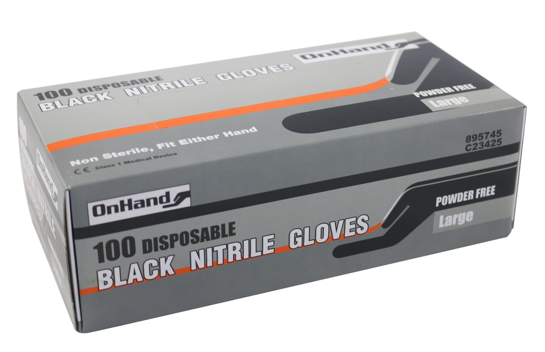 Abracs Nitrile Gloves - Black M - 100(Pcs) Pack of 1, OHBLAM