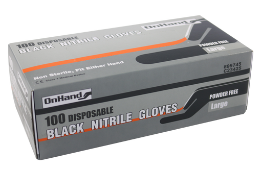 Abracs Nitrile Gloves - Black L - 100(Pcs) Pack of 1, OHBLAL